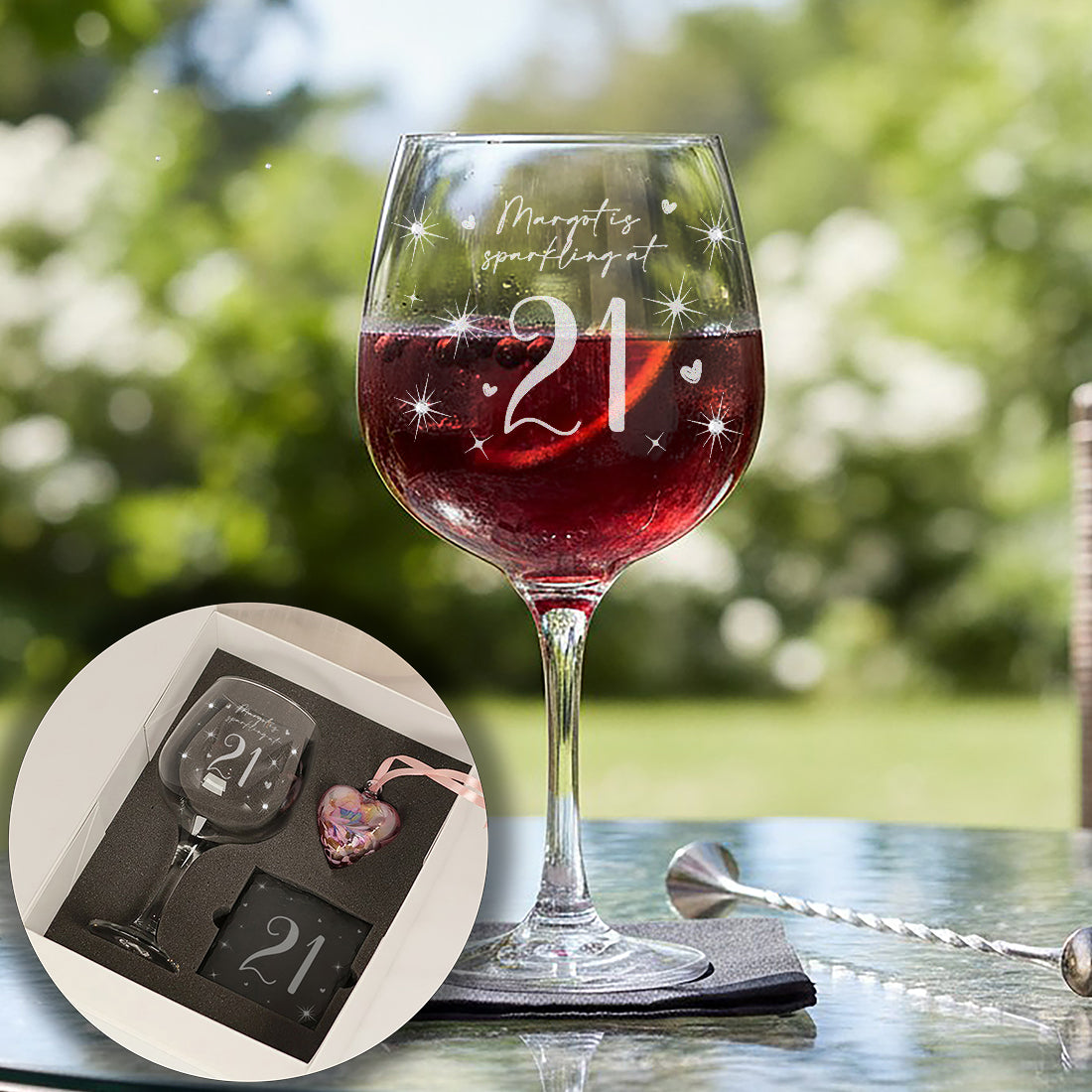 21st Birthday Diamante Crystal Embellished Gin Glass