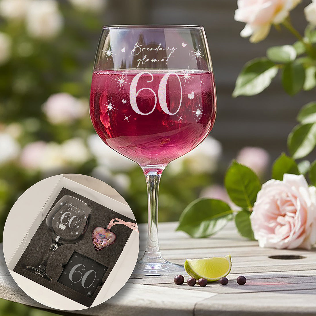 60th Birthday Diamante Crystal Embellished Gin Glass (Copy)