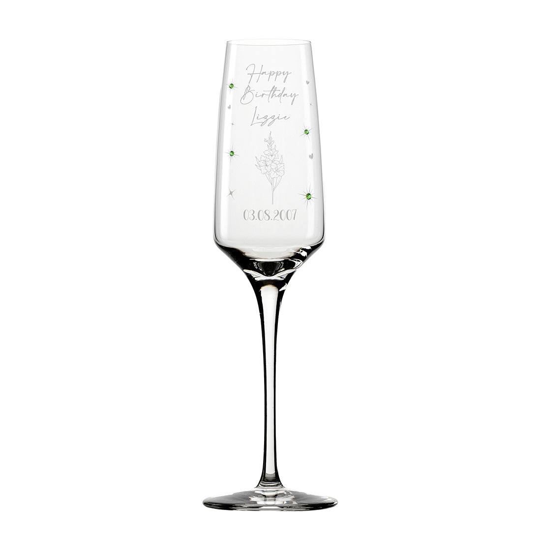 Birthstone Diamante Embellished Birthday Champagne Flute