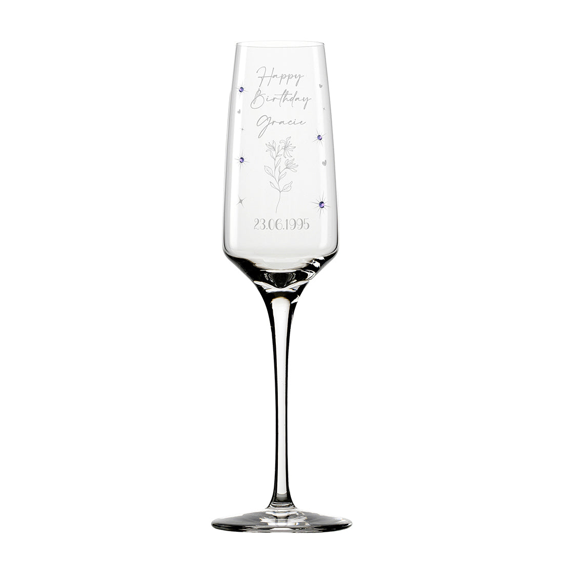 Birthstone Diamante Embellished Birthday Champagne Flute