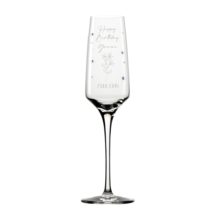 Birthstone Diamante Embellished Birthday Champagne Flute