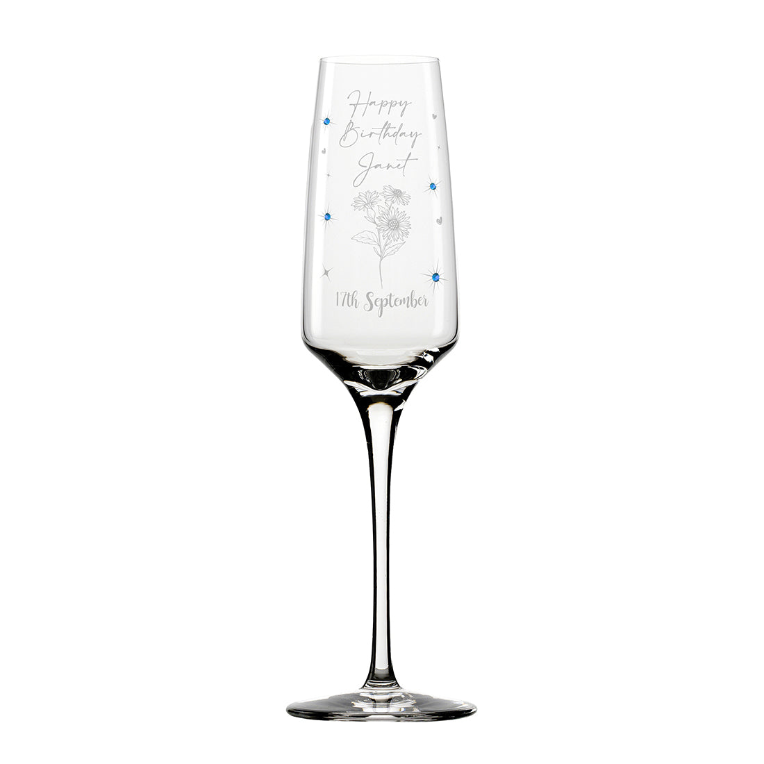 Birthstone Diamante Embellished Birthday Champagne Flute