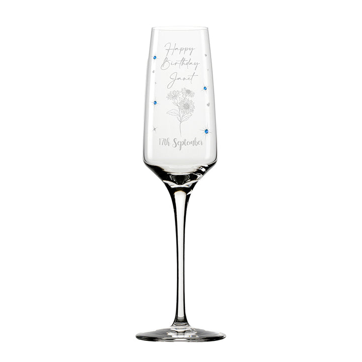 Birth Flower Birthstone Diamante Embellished Birthday Champagne Flute