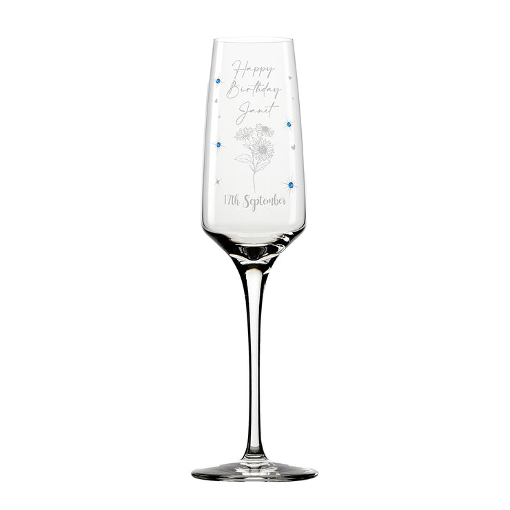 Birthstone Diamante Embellished Birthday Champagne Flute