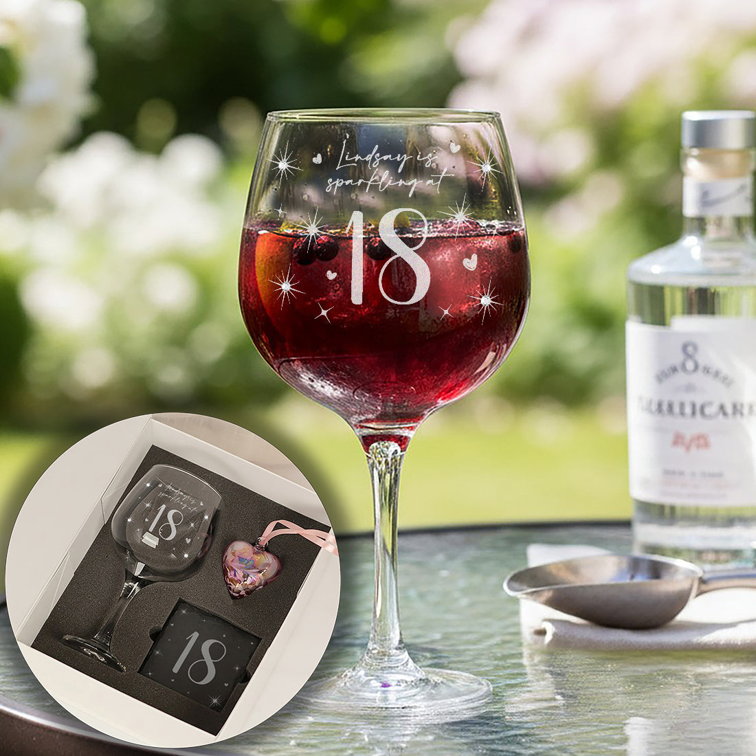 18th Birthday Diamante Crystal Embellished Gin Glass