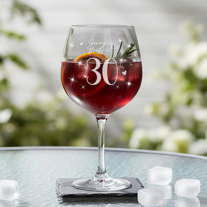 30th Birthday Diamante Crystal Embellished Gin Glass