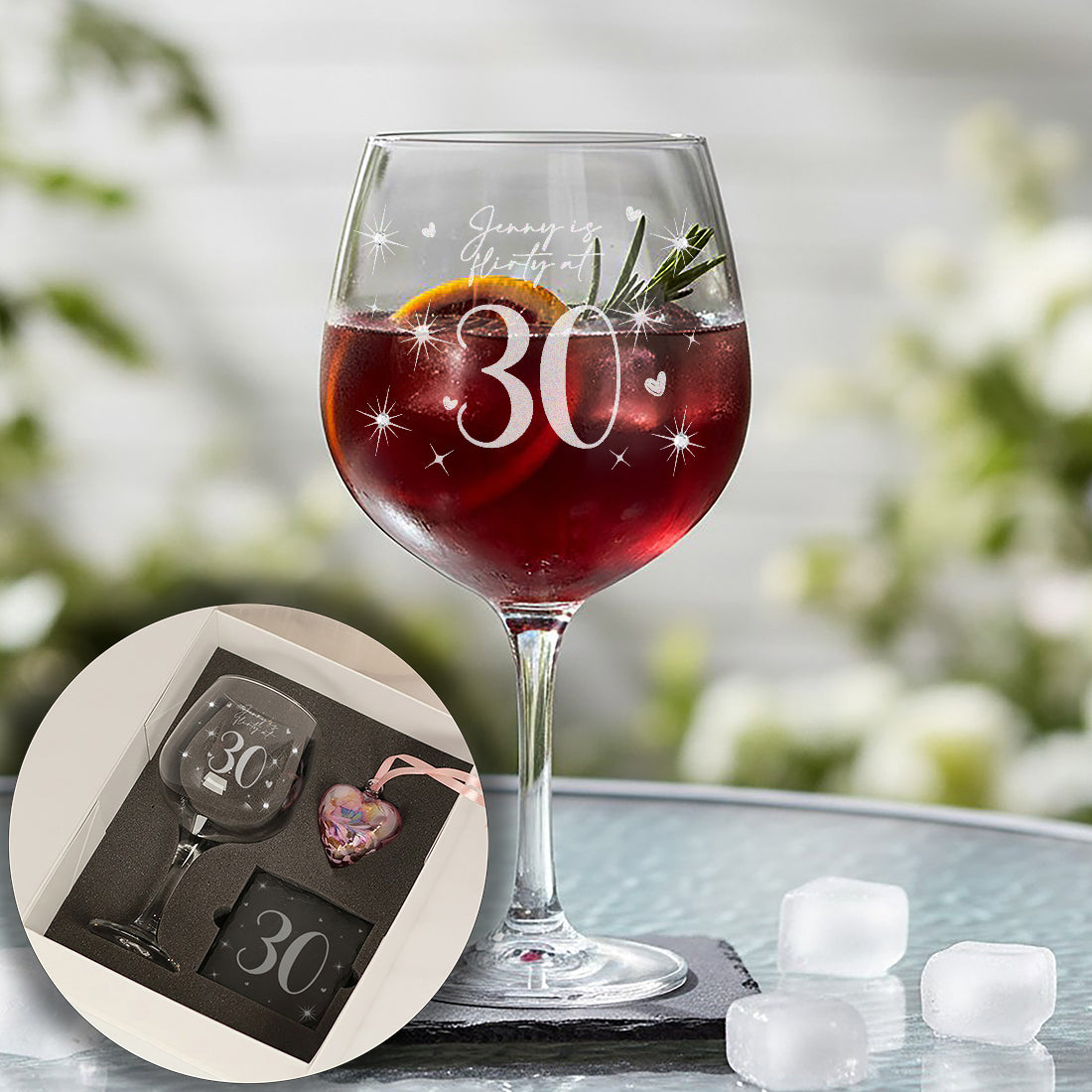 30th Birthday Diamante Crystal Embellished Gin Glass