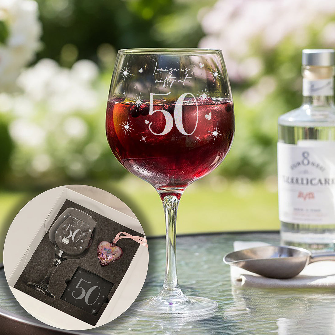 50th Birthday Diamante Crystal Embellished Gin Glass