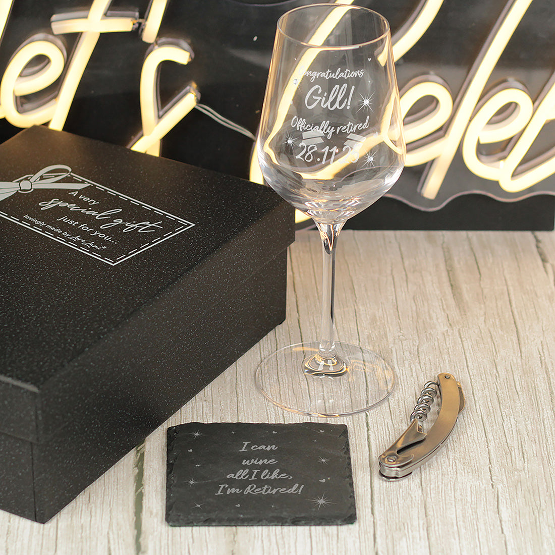 Diamante Embellished Retirement Stemmed Wine Glass