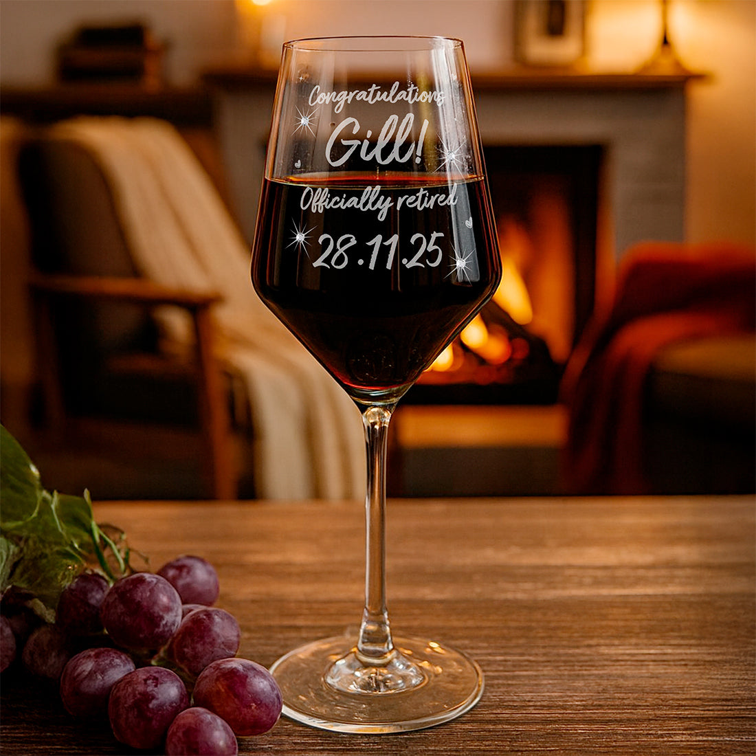 Diamante Embellished Retirement Stemmed Wine Glass