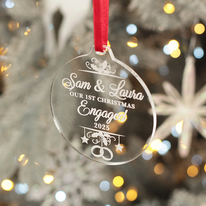 Holly 1st Christmas Engaged Acrylic Tree Decoration