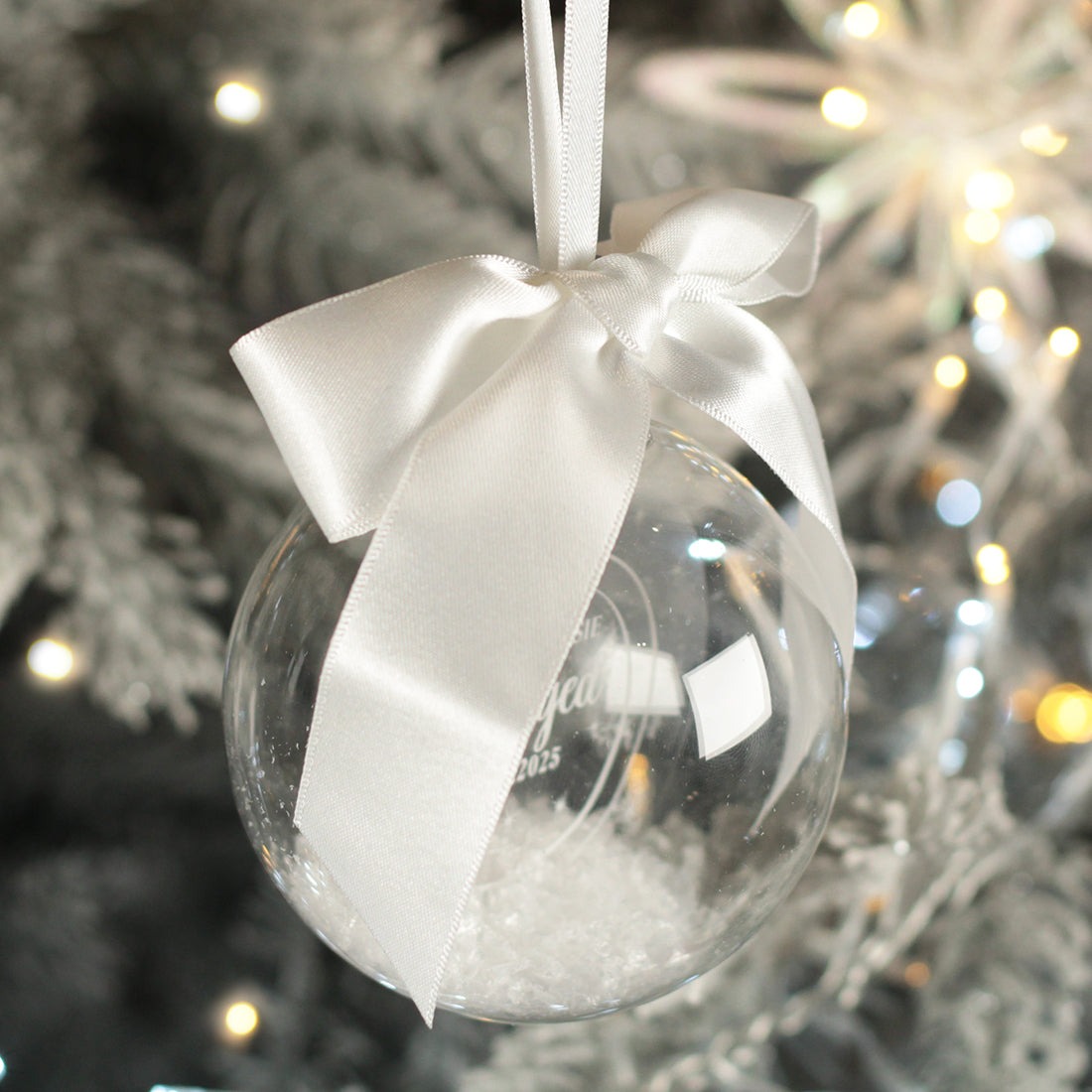 Round Glass Engagement Christmas Tree Bauble Decoration