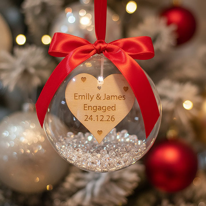 Engagement Heart Christmas Bauble