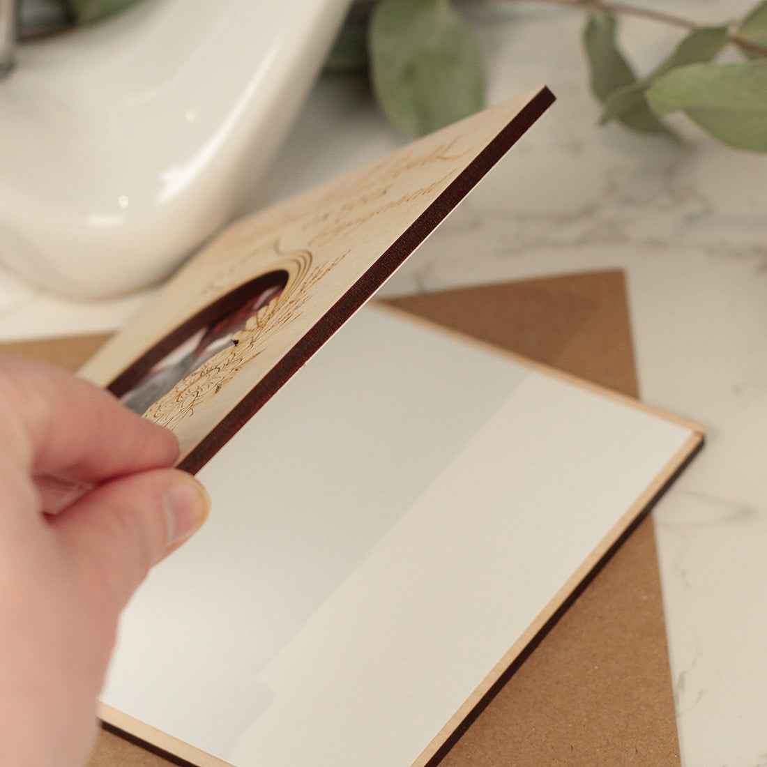 Engagement Wooden Engraved Photo Greetings Card-Love Lumi Ltd