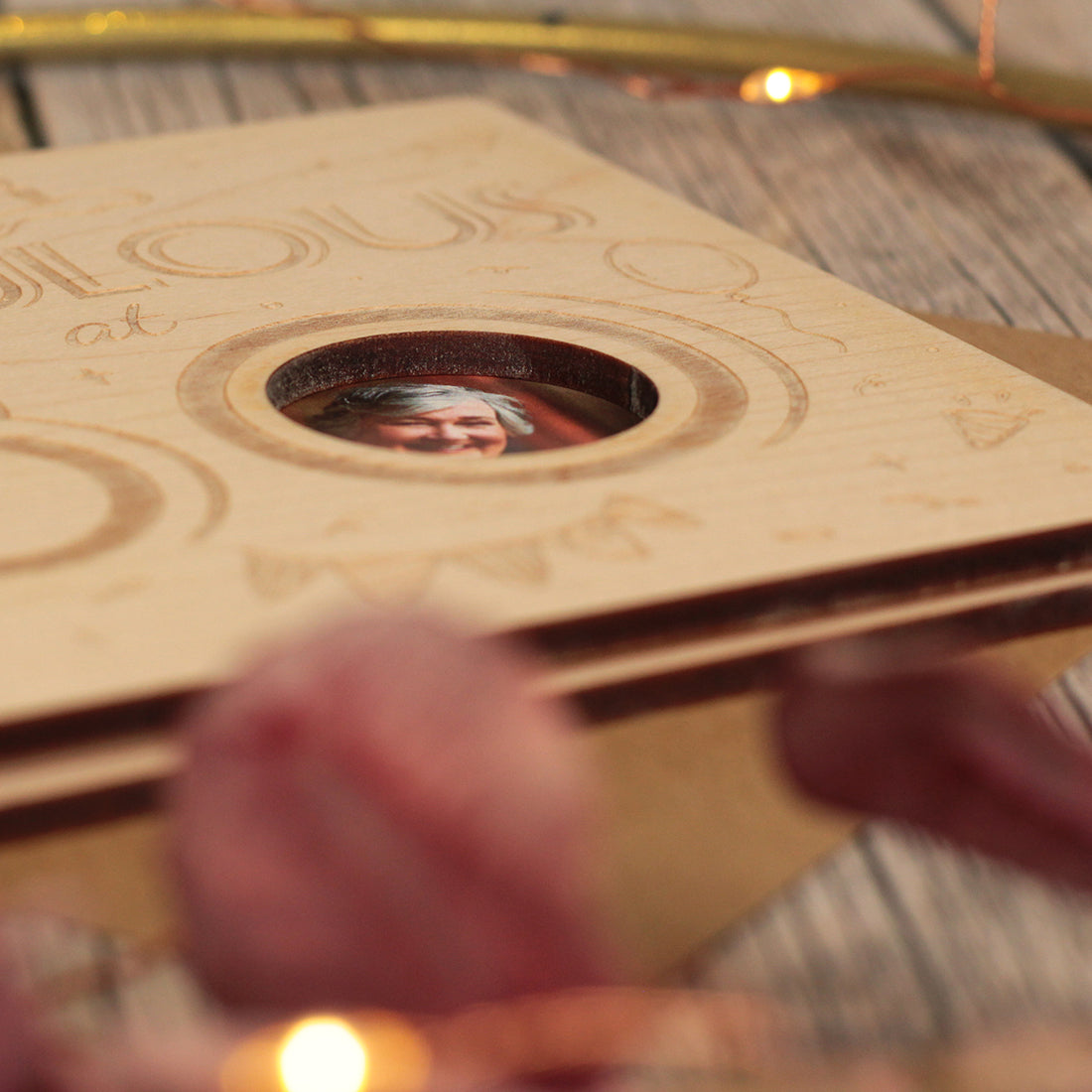 Fabulous at.... Birthday Milestone Wooden Engraved Photo Greetings Card-Love Lumi Ltd