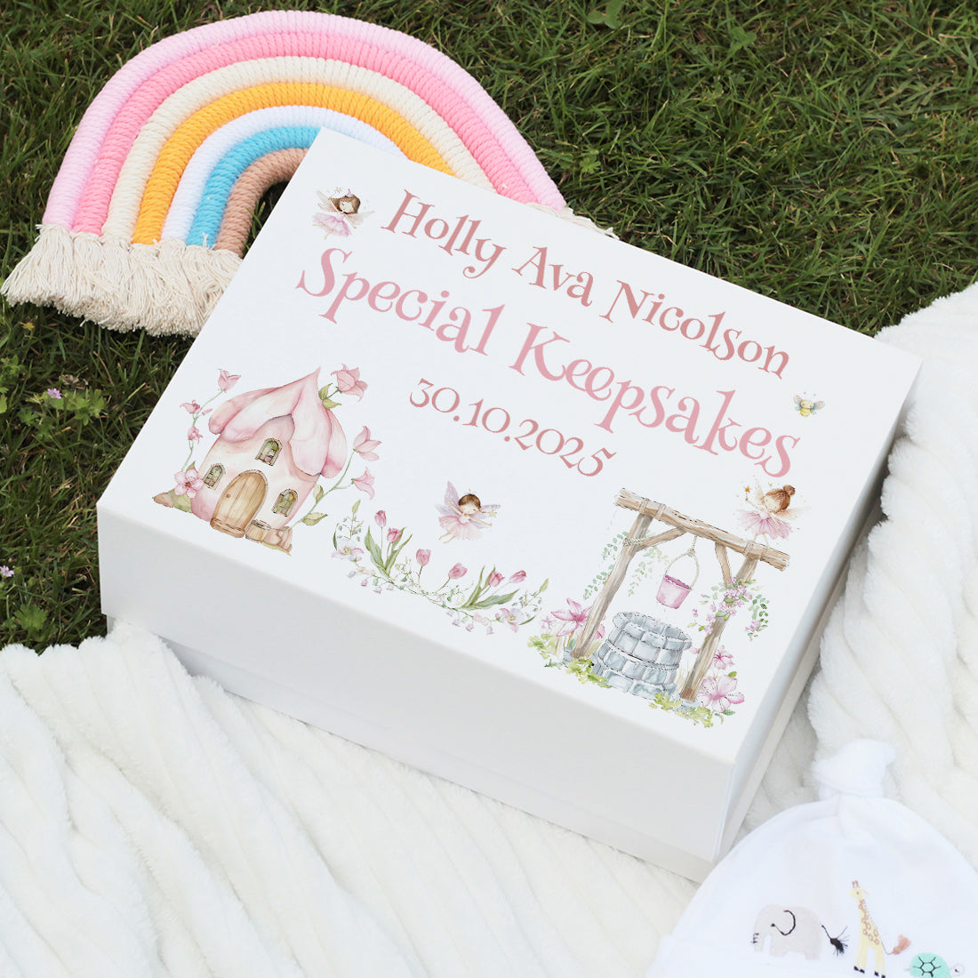 Personalised Fairy Garden New Baby or Birthday Memory Keepsake Box