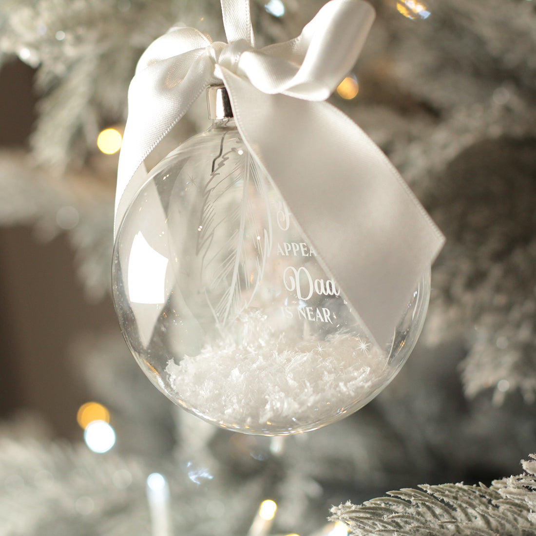 Round Glass Feathers Appear Memorial Christmas Tree Bauble