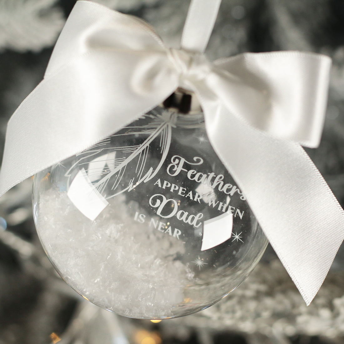 Round Glass Feathers Appear Memorial Christmas Tree Bauble