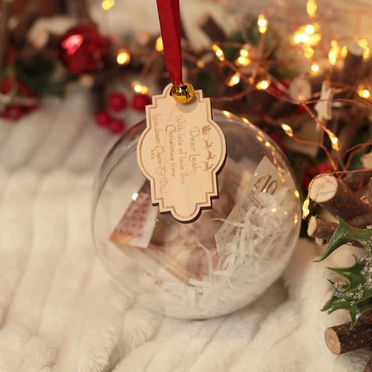 Personalised Fillable Fill Your Own Money Holder Christmas Bauble