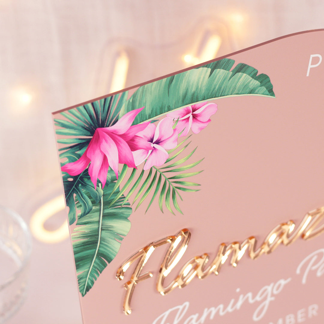 Tropical Flamingo Birthday Party 3D Acrylic Welcome Sign-Love Lumi Ltd