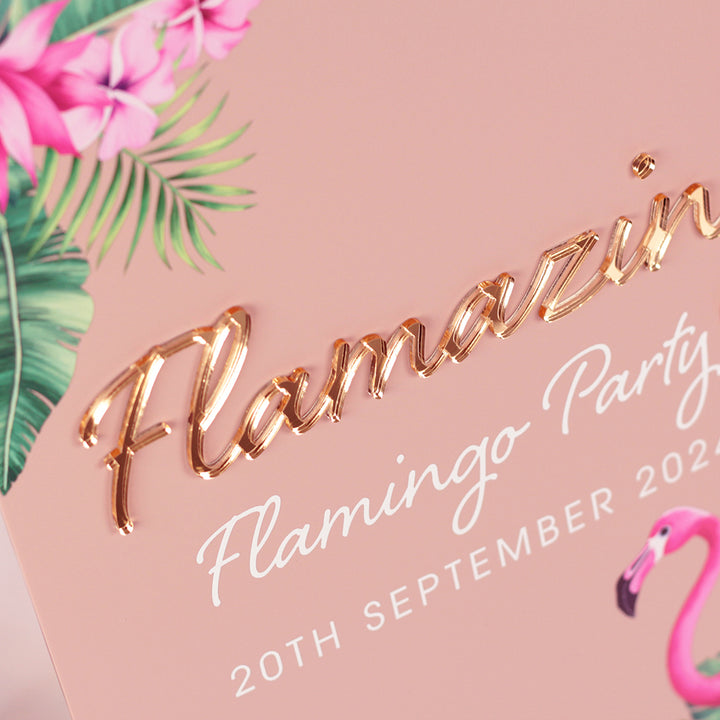 Tropical Flamingo Birthday Party 3D Acrylic Welcome Sign-Love Lumi Ltd