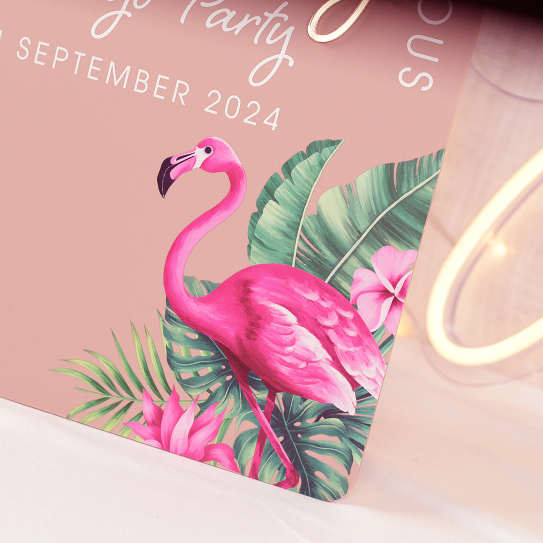 Tropical Flamingo Birthday Party 3D Acrylic Welcome Sign-Love Lumi Ltd