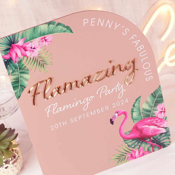 Tropical Flamingo Birthday Party 3D Acrylic Welcome Sign-Love Lumi Ltd