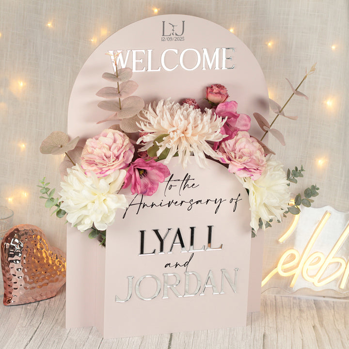 Manhattan Anniversary Party Welcome Flower Box Acrylic Sign