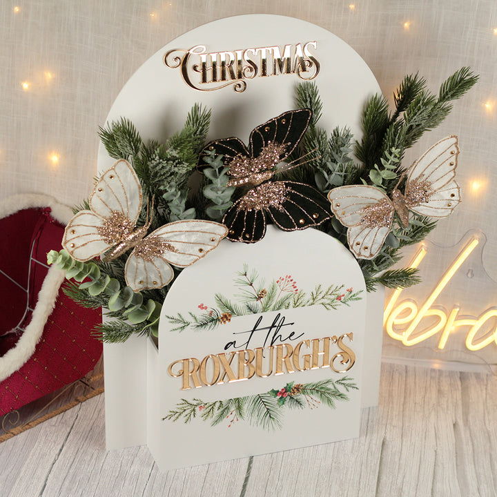 Personalised Freestanding Acrylic Christmas Flower Display Box Sign