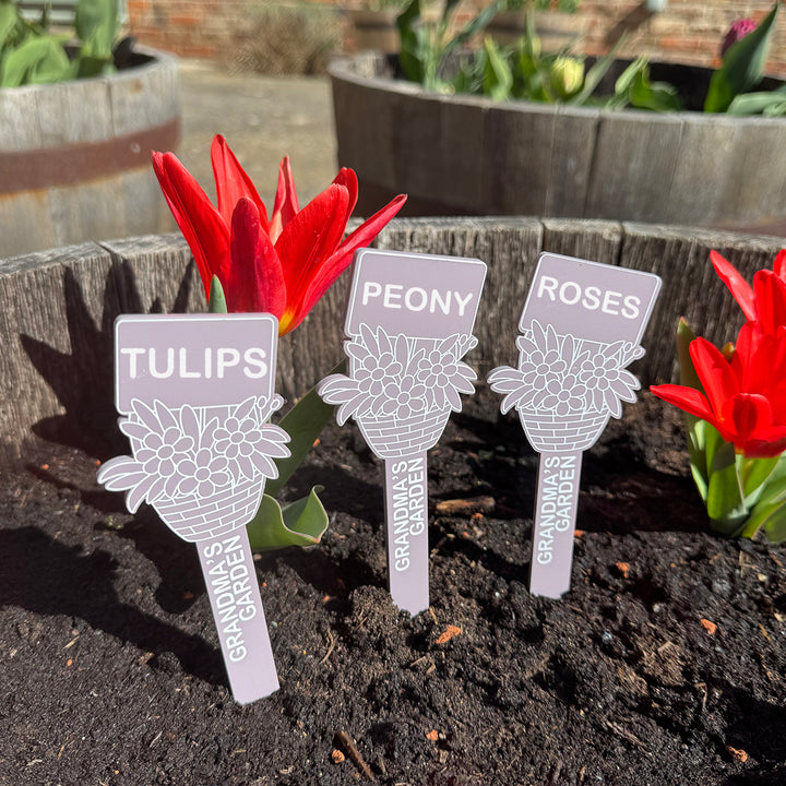 Custom Acrylic Flower Basket Garden Plant Markers