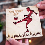 Football Player Silhouette Engraved Wooden Greetings Card-Love Lumi Ltd