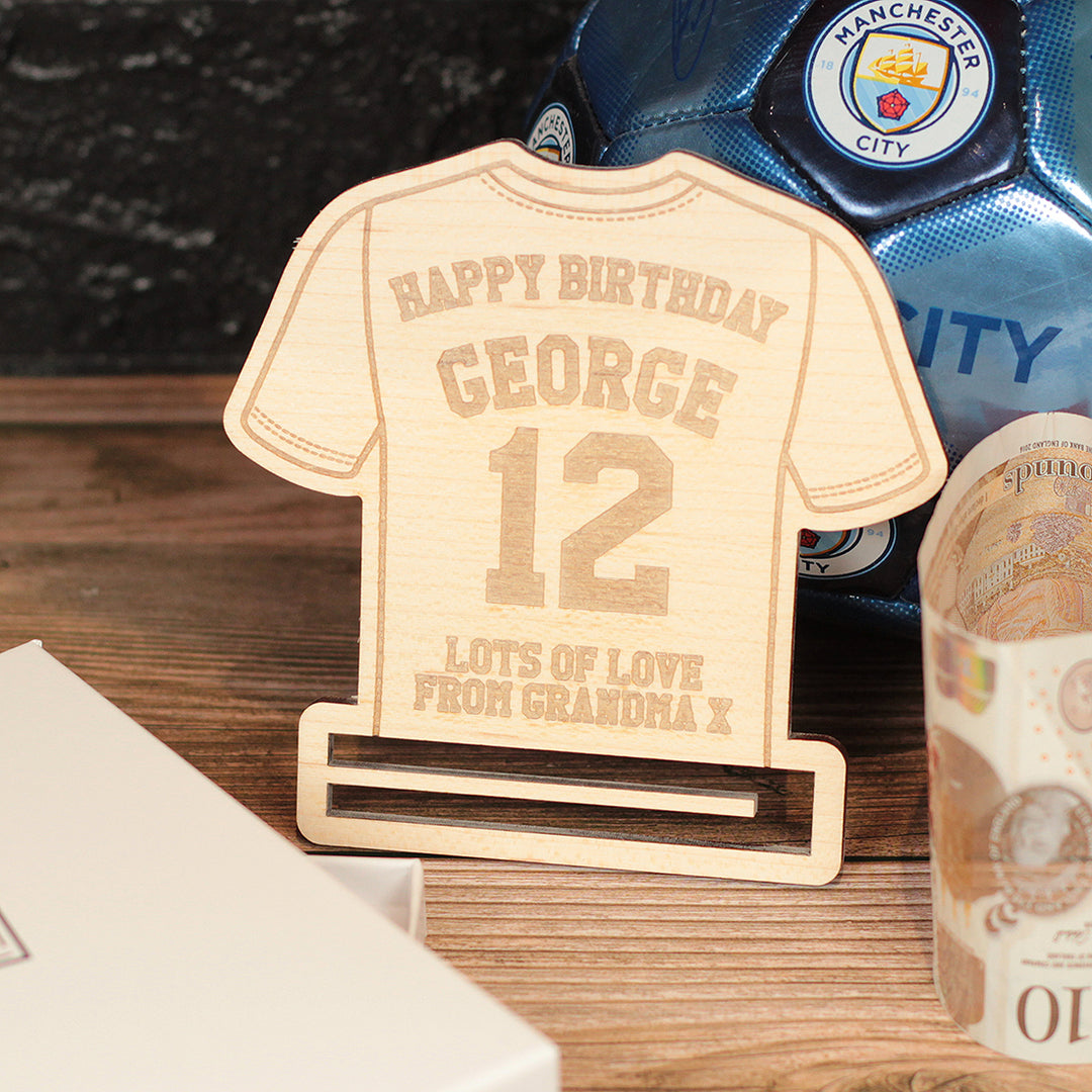 Wooden Football Shirt Birthday Money Voucher Holder Gift Card-Love Lumi Ltd