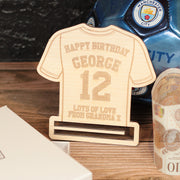 Wooden Football Shirt Birthday Money Voucher Holder Gift Card
