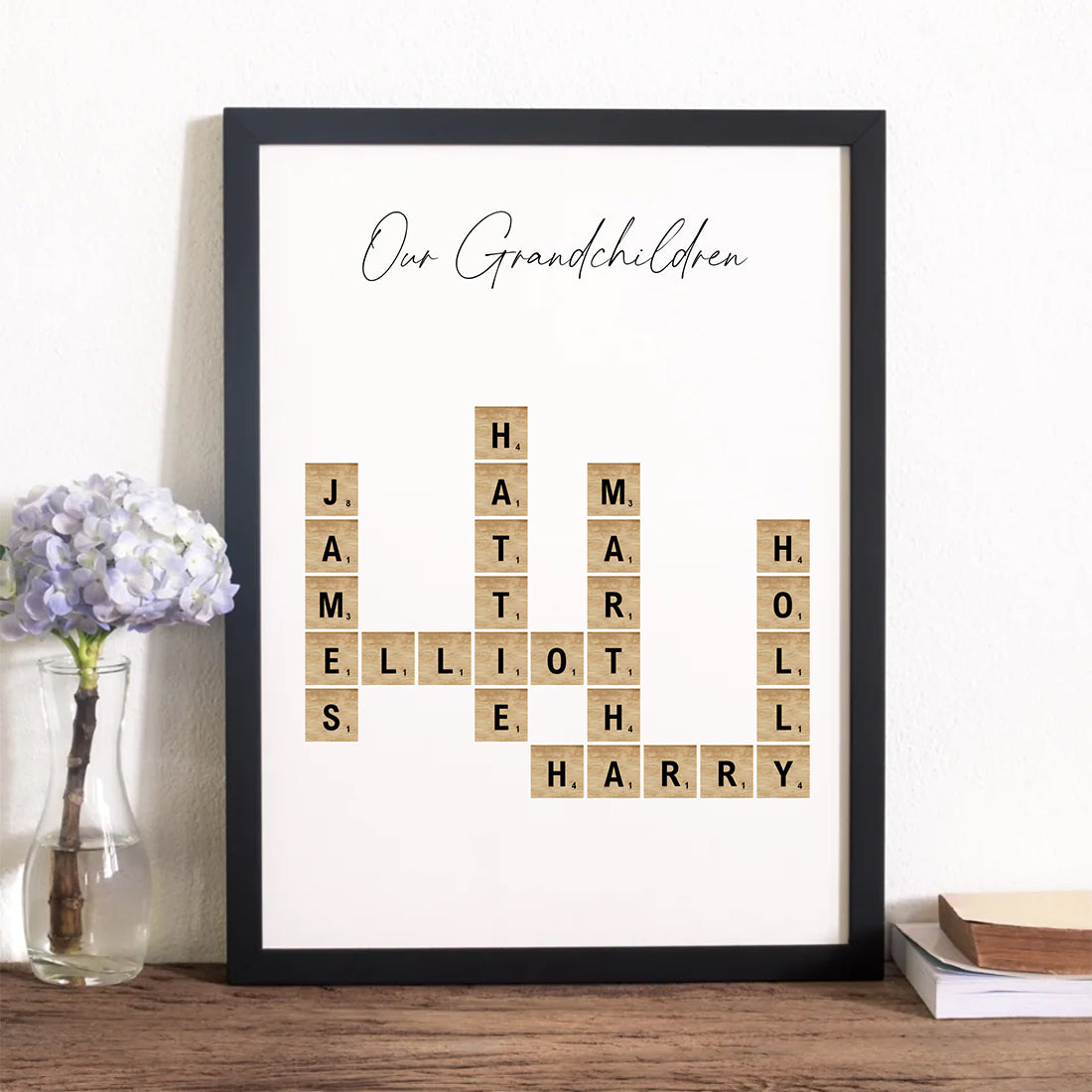Grandchildren Scrabble Tile Family Framed Print-Love Lumi Ltd
