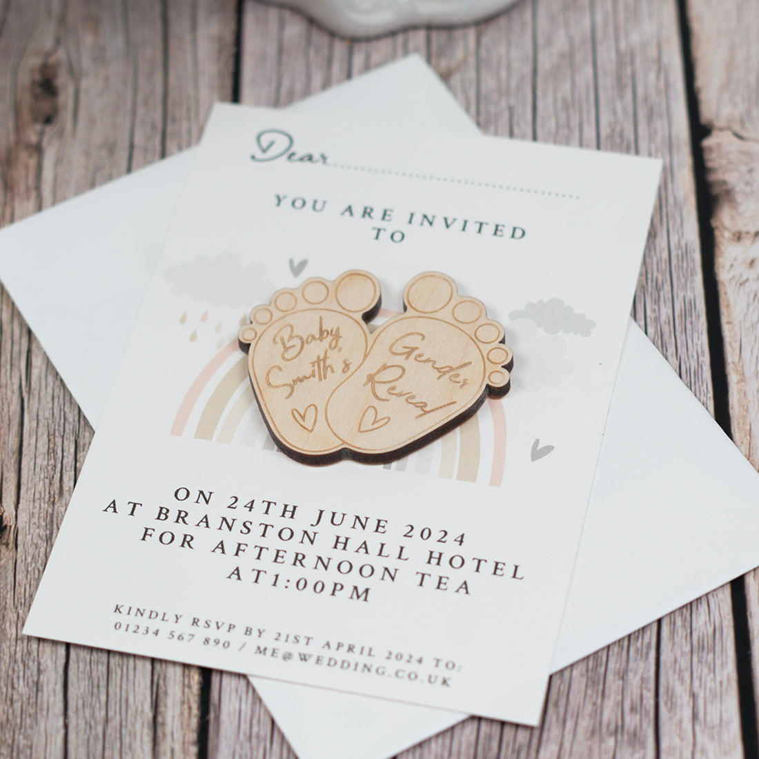 Cute Feet Gender Reveal Invitation Magnet-Love Lumi Ltd