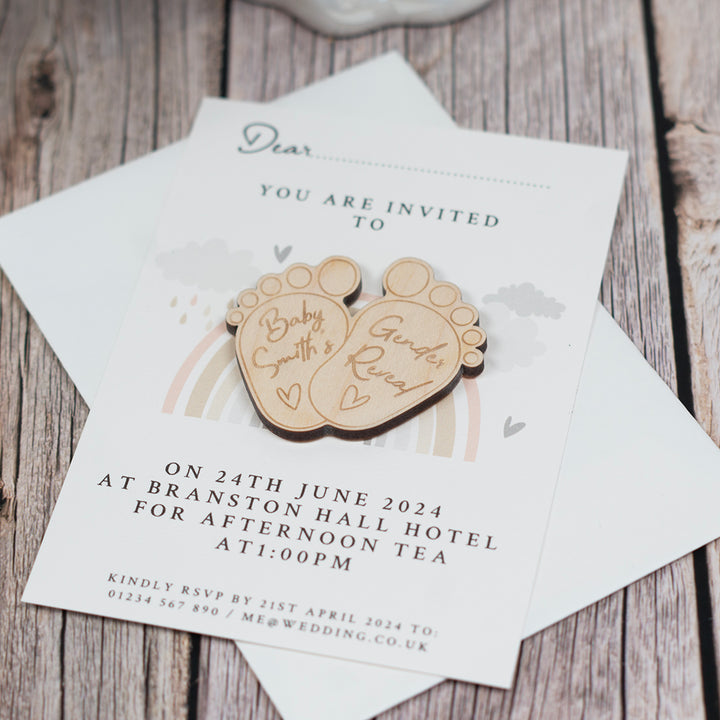 Cute Feet Gender Reveal Invitation Magnet-Love Lumi Ltd