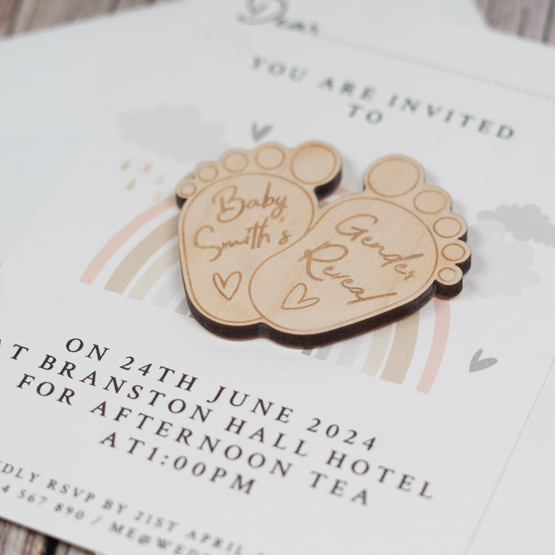 Cute Feet Gender Reveal Invitation Magnet-Love Lumi Ltd