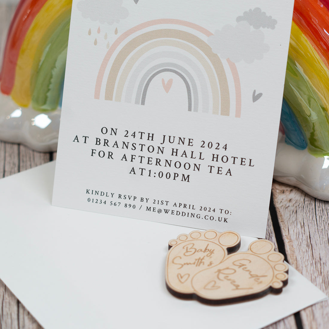 Cute Feet Gender Reveal Invitation Magnet-Love Lumi Ltd