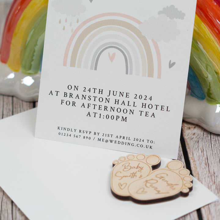 Cute Feet Gender Reveal Invitation Magnet-Love Lumi Ltd