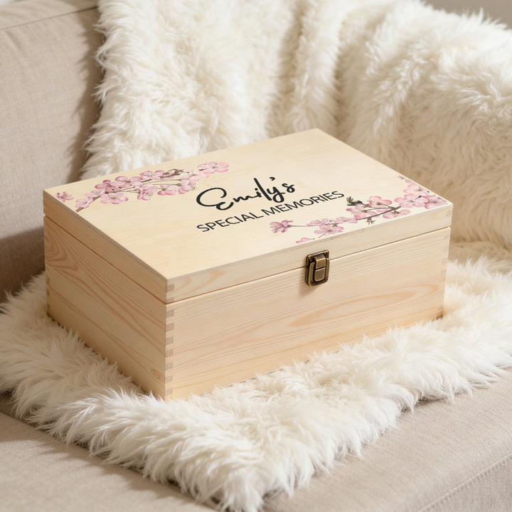 Cherry Blossom Large Wooden Memory Keepsake Box