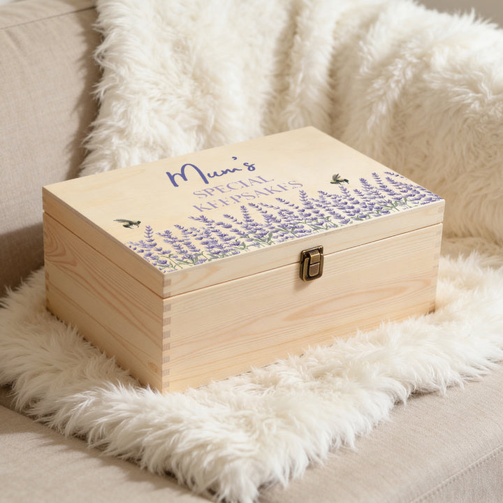 Lavender Large Wooden Memory Keepsake Box