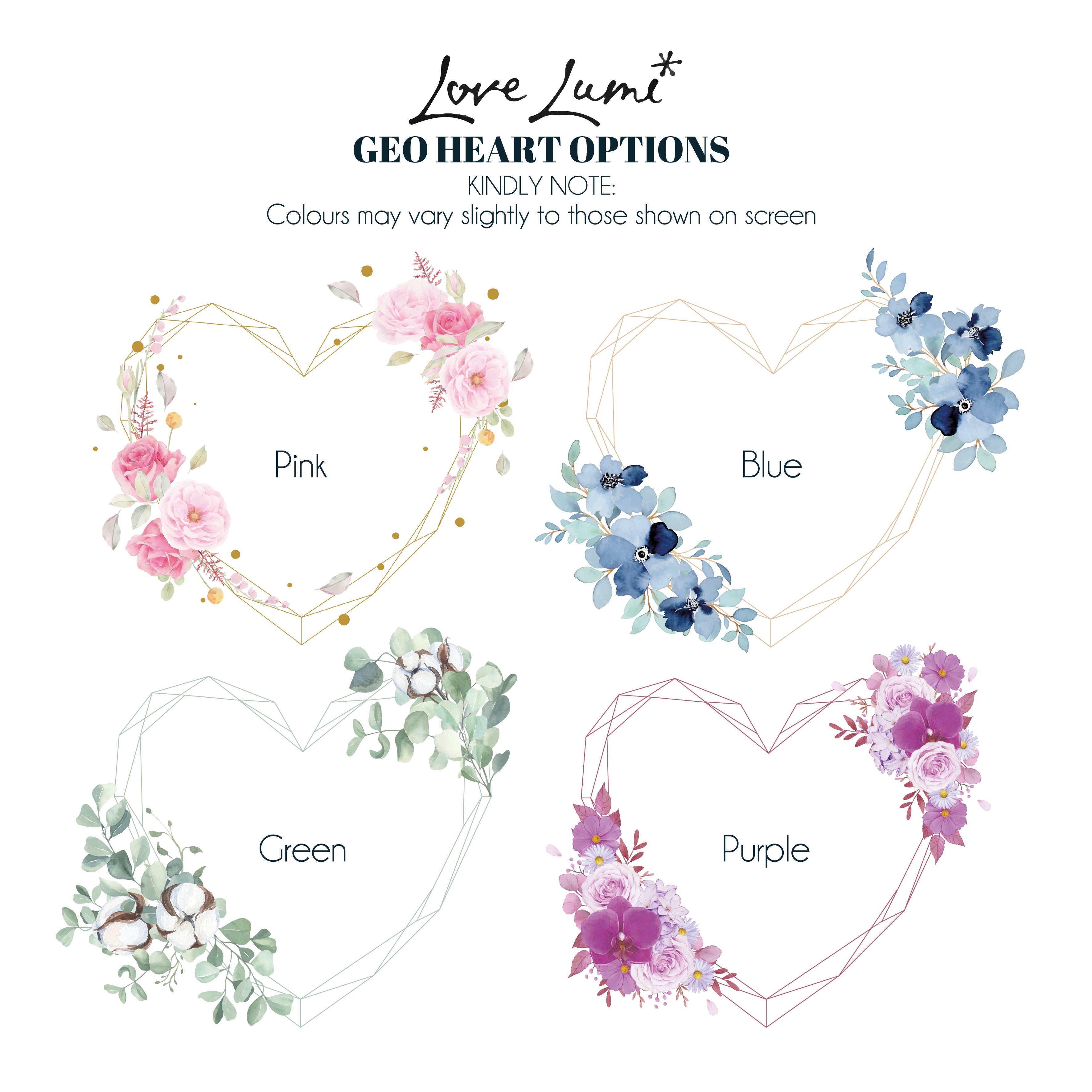Geometric Floral Heart Wedding Magnetic Memory Keepsake Box-Love Lumi Ltd