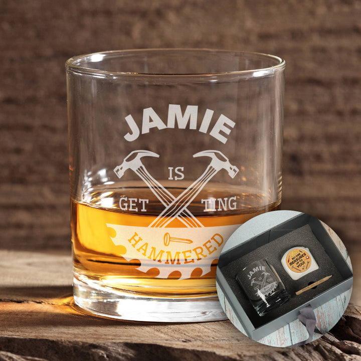 Personalised DIY Getting Hammered Whiskey Glass Tumbler
