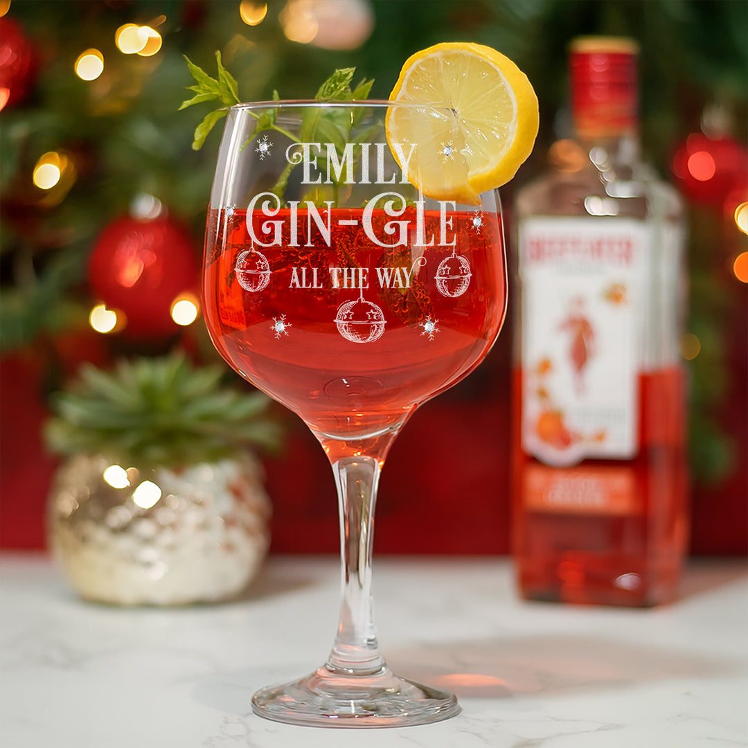 Gin-gle All The Way Christmas Diamante Embellished Gin Glass