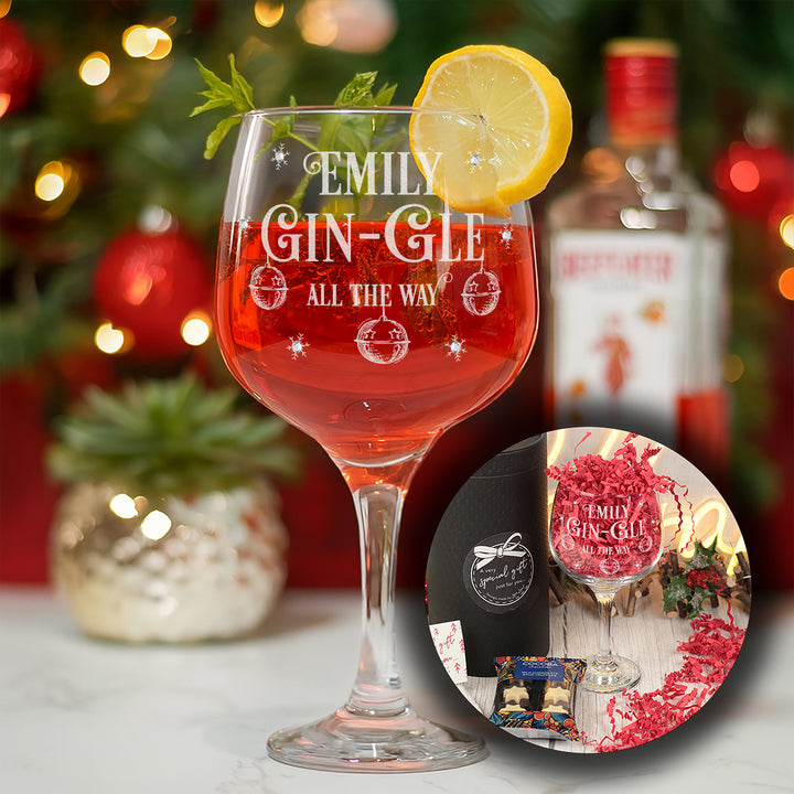 Gin-gle All The Way Christmas Diamante Embellished Gin Glass