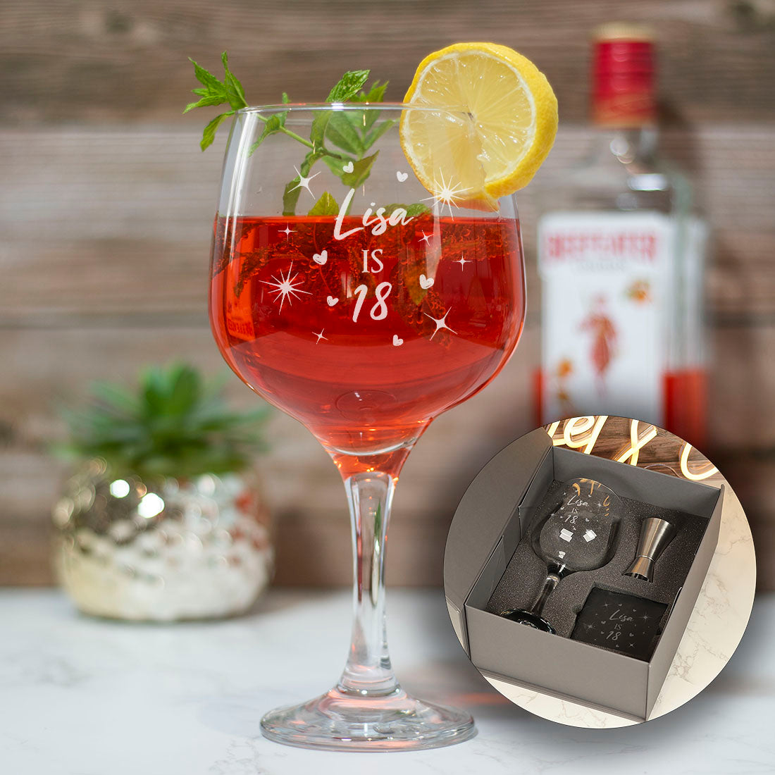 Birthday Stars and Hearts Large Balloon Gin Glass-Love Lumi Ltd