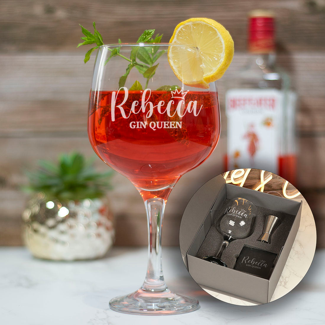 Personalised Gin Queen Large Balloon Gin Glass-Love Lumi Ltd