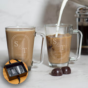 Personalised Pair of Initials and Special Date Glass Hot Drink Mugs-Love Lumi Ltd