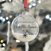 Glass 1st Christmas Married Christmas Glitter Bauble