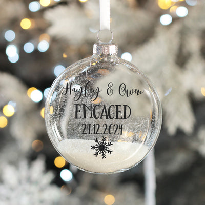 Engagement Christmas Glass Glitter Bauble-Love Lumi Ltd